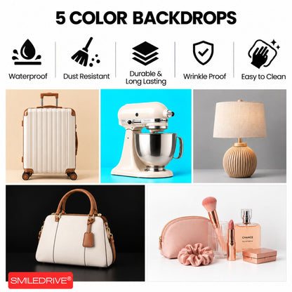 60 cm Product Photography Light Box | Portable Product Photography Box with Reflective Interior | 3 modes 4 LED lights with 2 dimmers  | 5 Backdrops Included | Perfect Photo Booth for Appliances, Electronics, Gadgets, Big toys, small & medium sized items