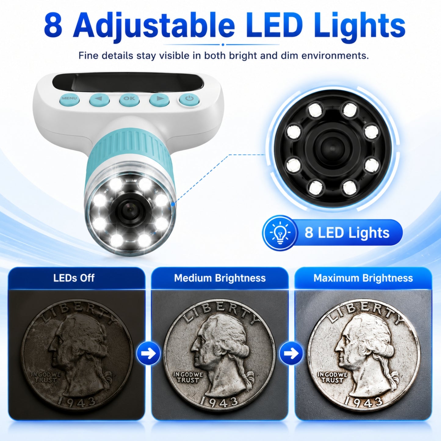 1000X Handheld Digital Microscope for Kids with 2.0" IPS Display | Portable Rechargeable Pocket Microscope with Lanyard| 8 LED Lights | for Coins, Plants, Insects, Jewellery, PCB & Educational Learning