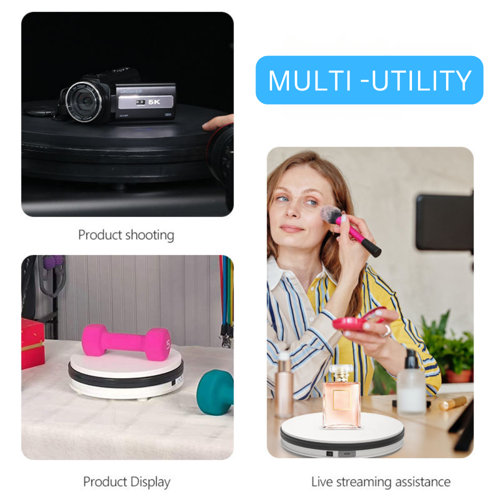Smiledrive Electric Motorized Photography Turntable 360° Rotatable Display Device for Stores, Exhibitions, Watches, Jewellery-10kg load bearing
