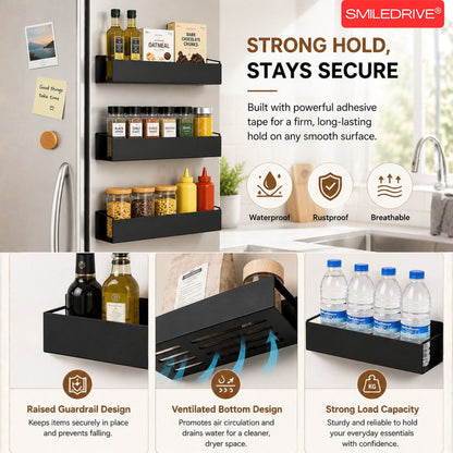Floating Shelf for Wall | Wall Mounted Metal Shelf | Kitchen Bathroom Wall Rack | No Drill Self Adhesive Washroom Organizer