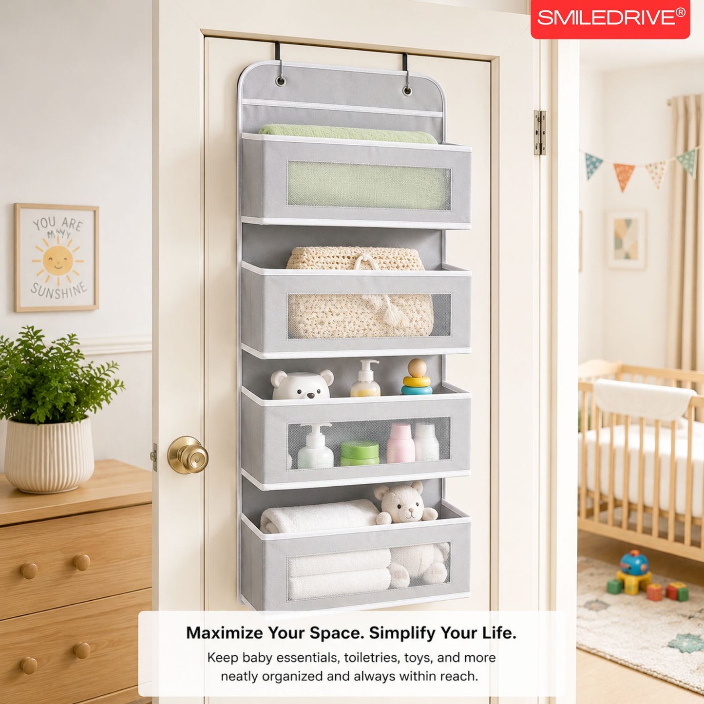 Over the Door Organizer – Hanging Storage Organizer with Clear Window Pockets for Closet, Bedroom, Bathroom | Available in 4/5 Pockets