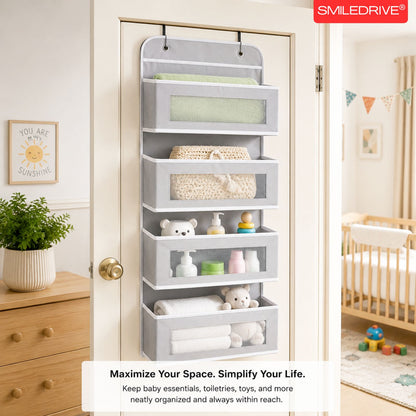 Over the Door Organizer – Hanging Storage Organizer with Clear Window Pockets for Closet, Bedroom, Bathroom | Available in 4/5 Pockets