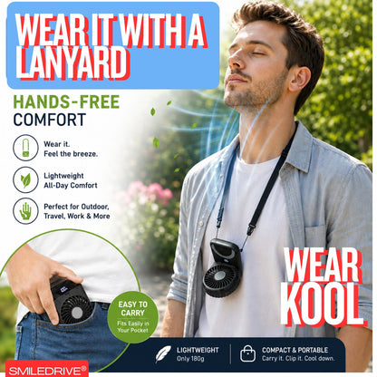 WEARKOOL Fan with Cap & Lanyard | Baseball Cap with Fan | 5 Speed 200mAH Rechargeable BLDC Fan with Powerful Airthrow & Digital Battery Display