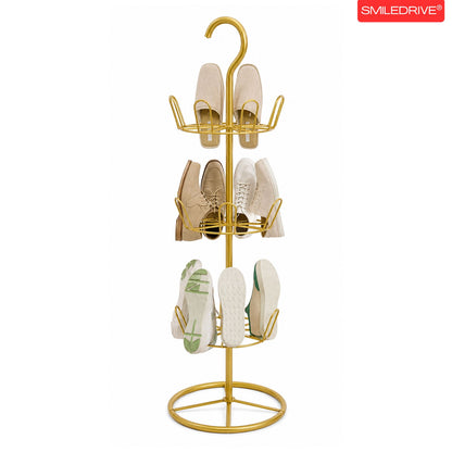 Shoe Drying Rack for Balcony & Bathroom | 3-Tier Rotating Shoe Stand Organizer with Hanging Hook
