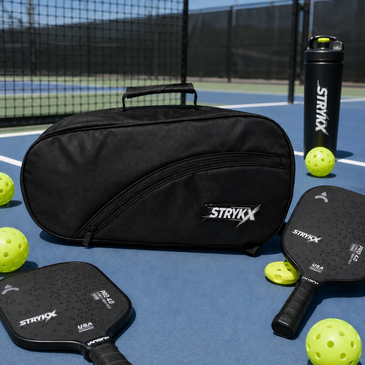 STRYKX Pickleball Kit Bag | 2 Spacious Compartments and one Dedicated Shoe Compartment & Easy-Access Front Pocket | Ergonomic Shoulder Straps & Padded Handle | Sports, Gym & Daily Use