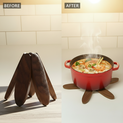 Wooden Trivets for Hot Dishes Coaster for Hot Utensils – Heat-Resistant Trivets for Kitchen & Dining Table (Set of 4)