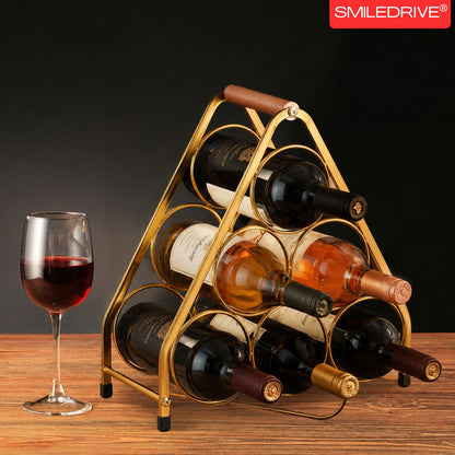 Luxury Wine Holder with Radiant Golden Finish | 6 Bottle  Metal Wine Rack