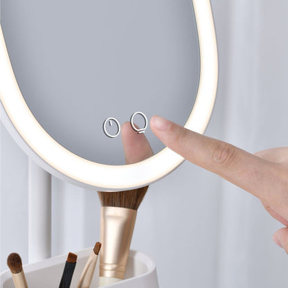 Smiledrive LED Smart Mirror Illuminated Makeup Mirror for desk with built-in Mobile holder cum Wireless Charger