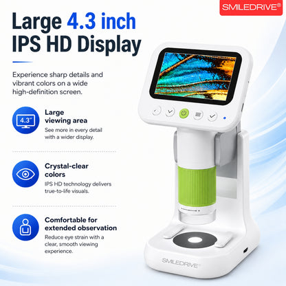 Mini Microscope with 1000x HD Magnification | 2.4” Screen LED Lights & Bottom Backlight | Photo & Video Capture | Rechargeable Handheld Microscope for Coins, Plants, PCB, Jewellery & STEM Learning