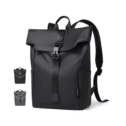 Roll Top Backpack Waterproof Laptop Bag - Stylish & Space Travel, Office & College Faux Leather Bag
