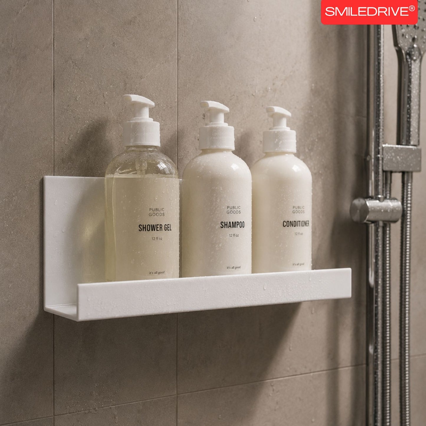 Floating Wall Shelf | Multipurpose Acrylic Shelf for Kitchen, Bathroom, Vanity & Office | White-No Drilling Required