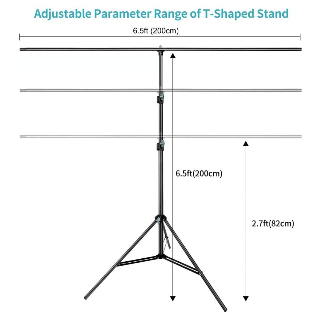 Smiledrive T-Shape Photography Stand Portable Backdrop Stand Adjustable Backdrop Kit 6.5ftx6.5ft