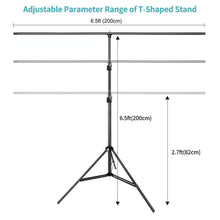 Load image into Gallery viewer, Smiledrive T-Shape Photography Stand Portable Backdrop Stand Adjustable Backdrop Kit 6.5ftx6.5ft
