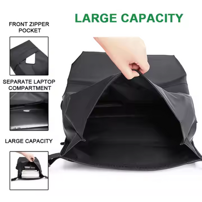 Roll Top Backpack Waterproof Laptop Bag - Stylish & Space Travel, Office & College Faux Leather Bag