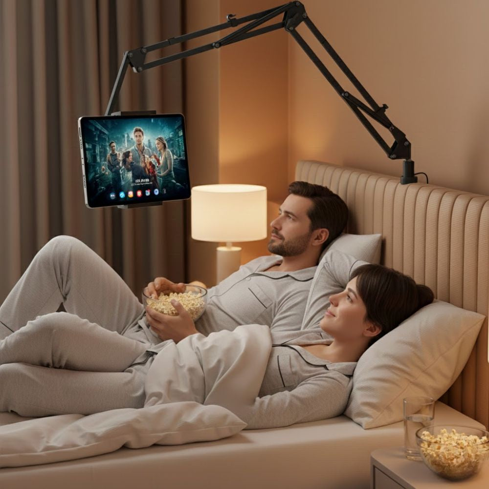 Adjustable Mobile & Tablet Holder for Bed & Desk | 360° Long Arm Gooseneck Clamp Stand | Hands-Free Phone Stand for Video Watching, Online Classes & Recording