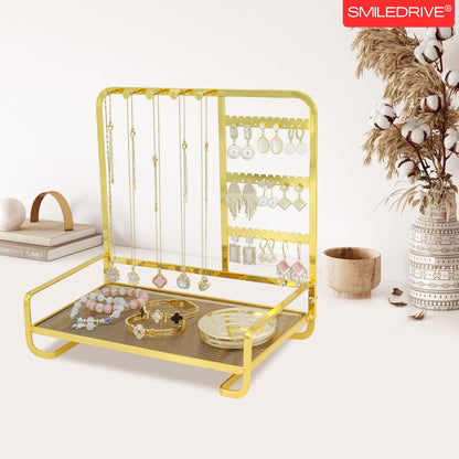 Premium Metal Jewelry Stand Organizer - Sleek Tabletop Holder for Necklaces, Earrings, Rings & Bracelets (Available in Black & Gold)