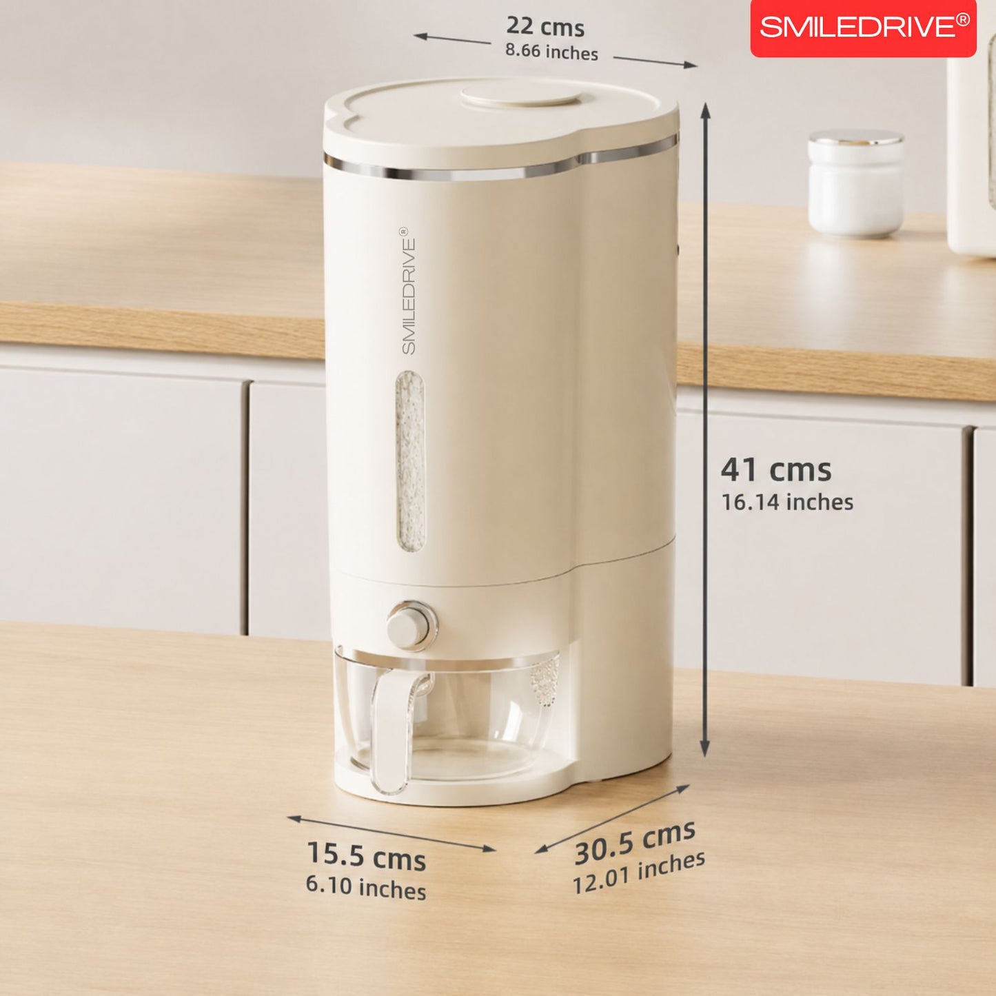 Rice Dispenser Grain Storage and Dispensing Unit with Measuring Cup | 10KG Airtight Grain Storage Organizer for Kitchen