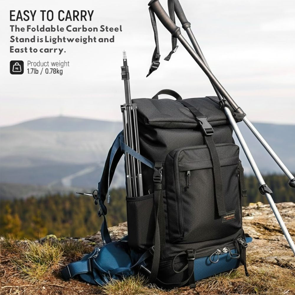 Photography Light Stand for Camera & LED Lights | Adjustable 2.6ft–7ft Carbon Steel Photo Light Stand | Camera Stand with Light Mount | Photography Reflector Stand & Backdrop Support with adjustable mobile clip.