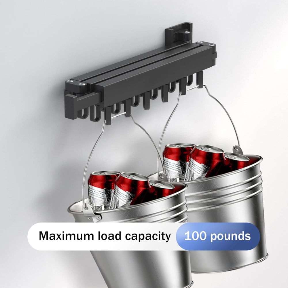 Cloth Drying Stand Wall Mounted-Foldable & Collapsible Drying Clothes Rack with 18 Hooks | Folding Wall Cloth Hanger for Balcony, Bathroom & Laundry | Strong 100 kg Capacity Cloth Drying Stand