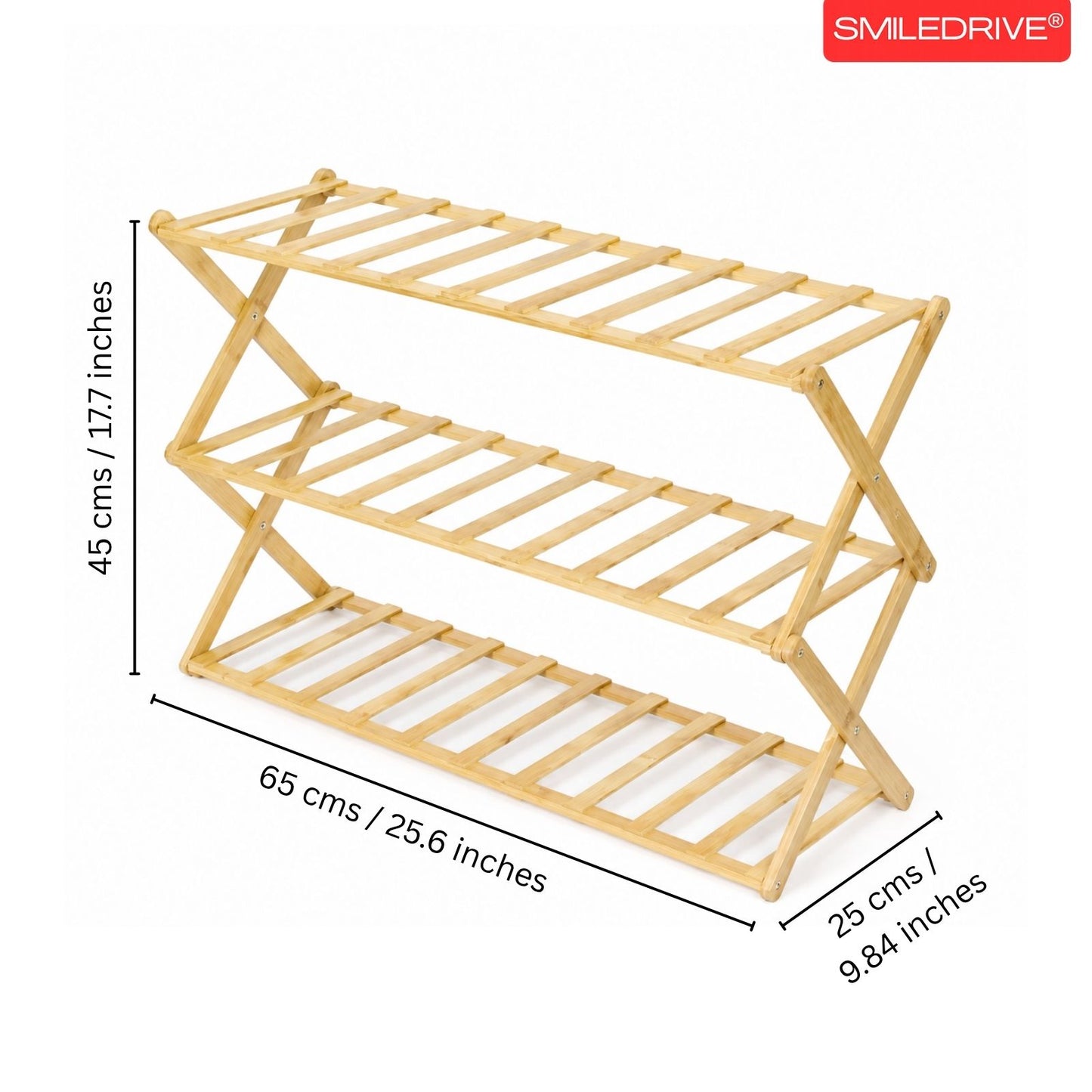 Foldable Bamboo Shoe Rack | 3 & 4-tier Balcony Plant Stand | Space Saving Storage Organizer for Entryway, Bedroom, Bathroom or Balcony