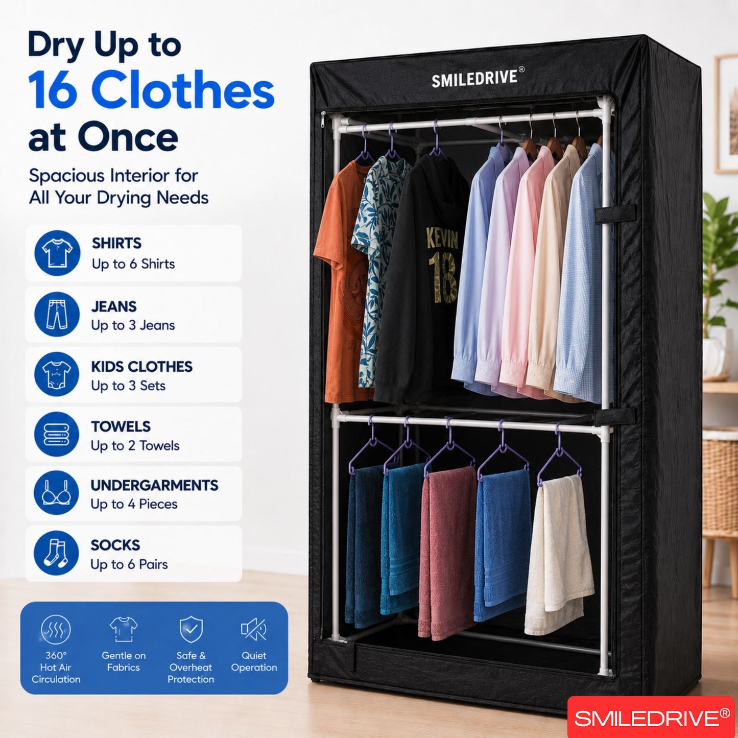 Electric Clothes Dryer Machine | Heavy-Duty 3-Tier Rack | Quick-Dry Technology | Hygienic, Foldable & Space-Saving Design | Made in India