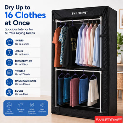 Electric Clothes Dryer Machine | Heavy-Duty 3-Tier Rack | Quick-Dry Technology | Hygienic, Foldable & Space-Saving Design | Made in India