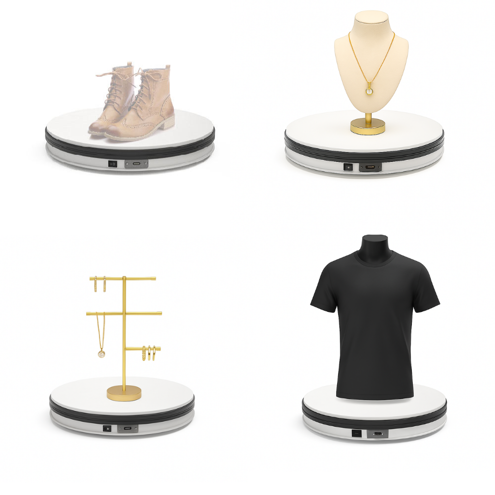 Smiledrive Electric Motorized Photography Turntable 360° Rotatable Display Device for Stores, Exhibitions, Watches, Jewellery-10kg load bearing