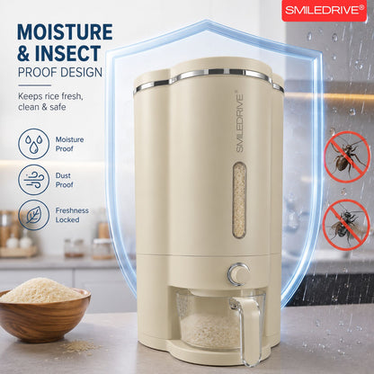 Rice Dispenser Grain Storage and Dispensing Unit with Measuring Cup | 10KG Airtight Grain Storage Organizer for Kitchen