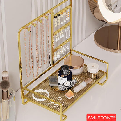 Premium Metal Jewelry Stand Organizer - Sleek Tabletop Holder for Necklaces, Earrings, Rings & Bracelets (Available in Black & Gold)
