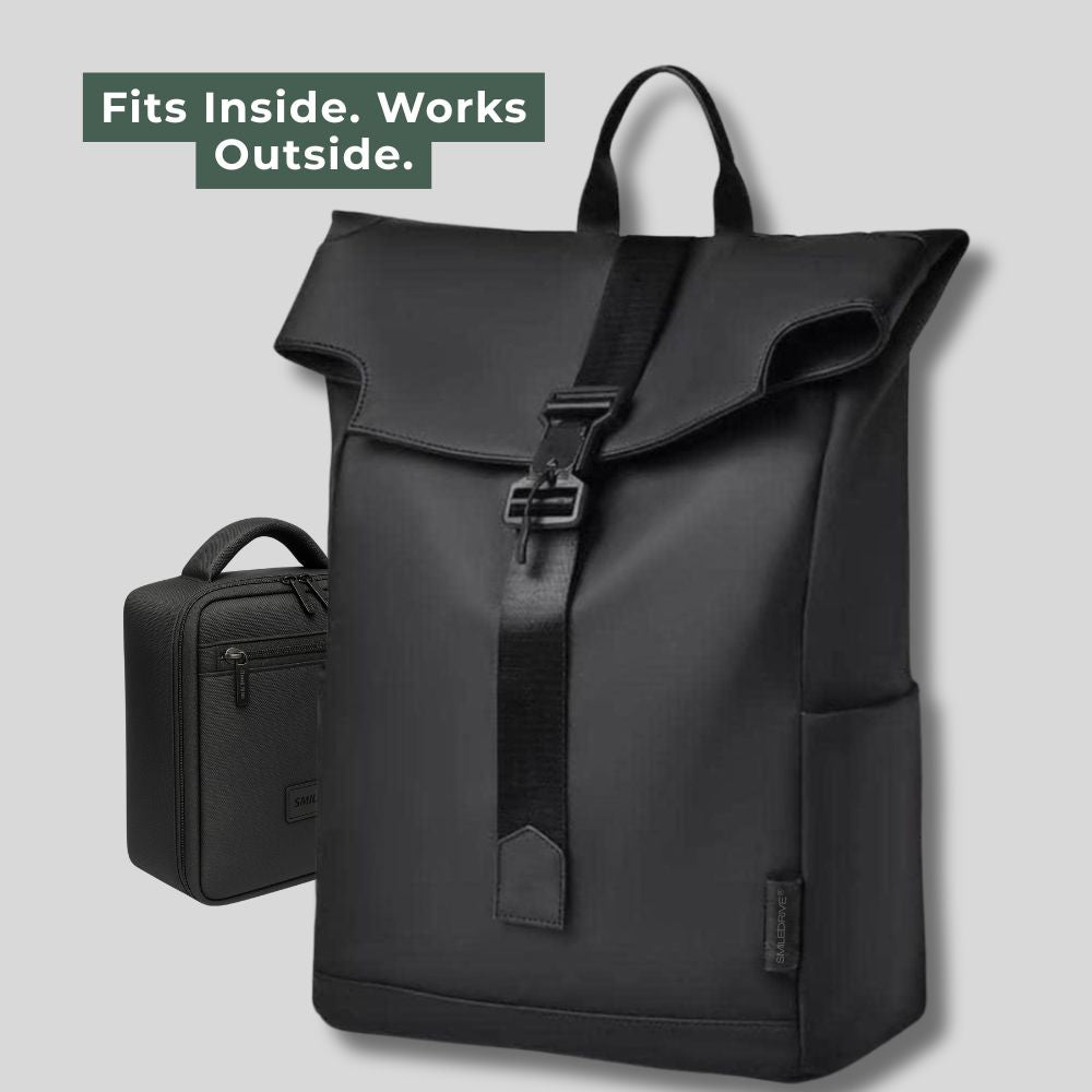 Roll Top Backpack Waterproof Laptop Bag - Stylish & Space Travel, Office & College Faux Leather Bag