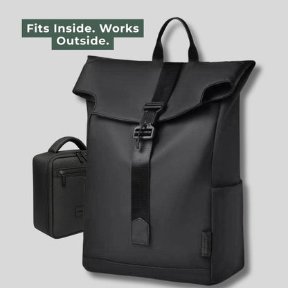 Roll Top Backpack Waterproof Laptop Bag - Stylish & Space Travel, Office & College Faux Leather Bag