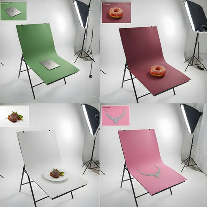 Foldable Product Photography Table 60×100 cm | Table Photoshoot Setup with Non-Reflective Panel | Table Top Photography & Photo Tabletop for Product Shoots, Jewellery, Gadgets & E-Commerce, 1 Transparent + 6 Backdrop Sheets