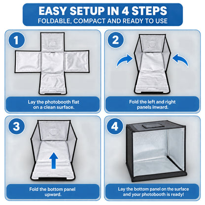 43 cm Product Photography Light Box | Portable Product Photography Box with Reflective Interior | 3 modes LED lights | 5  Backdrops Included | Perfect Photo Booth for jewelry, cosmetics, gadgets, and other small-to-medium items