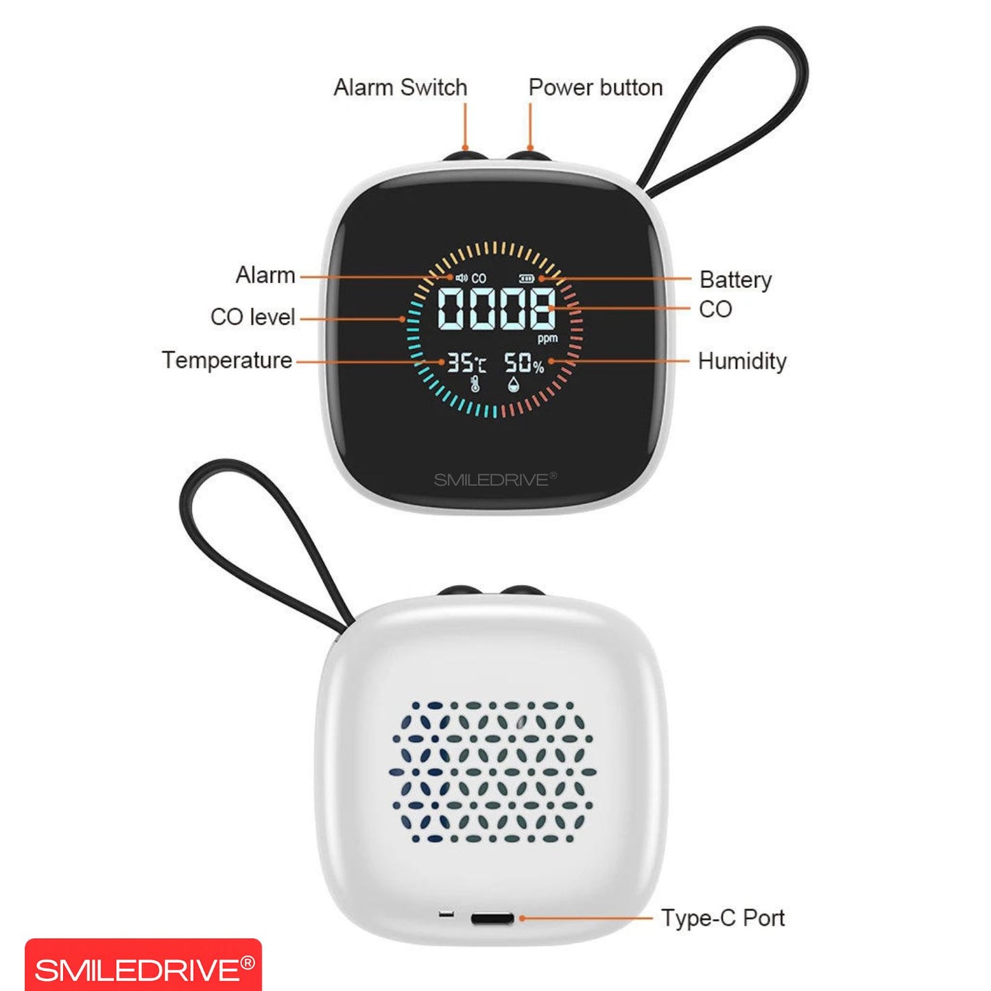 Portable Carbon Monoxide Detector with LCD Display | Handheld CO detector with Audible Alarm Real-Time Gas Monitoring | Rechargeable Safety Alert Device for Home, Car, Camping, Kitchen, Industry & Travel