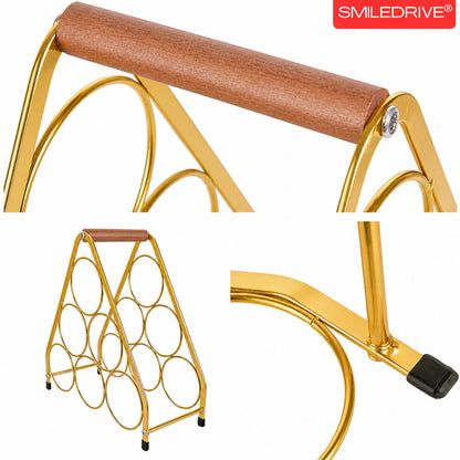 Luxury Wine Holder with Radiant Golden Finish | 6 Bottle  Metal Wine Rack