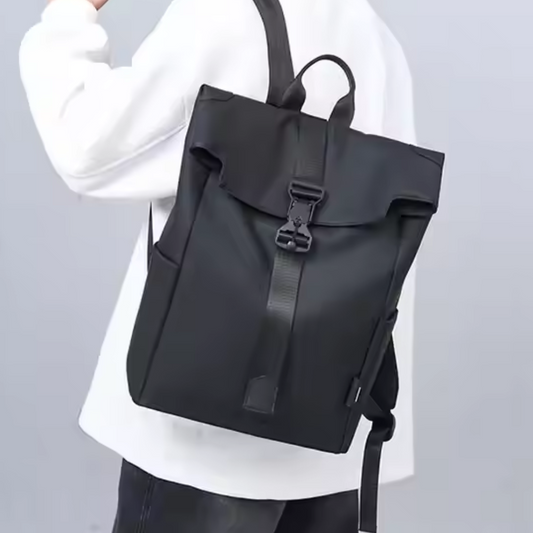 Roll Top Backpack Waterproof Laptop Bag - Stylish & Space Travel, Office & College Faux Leather Bag