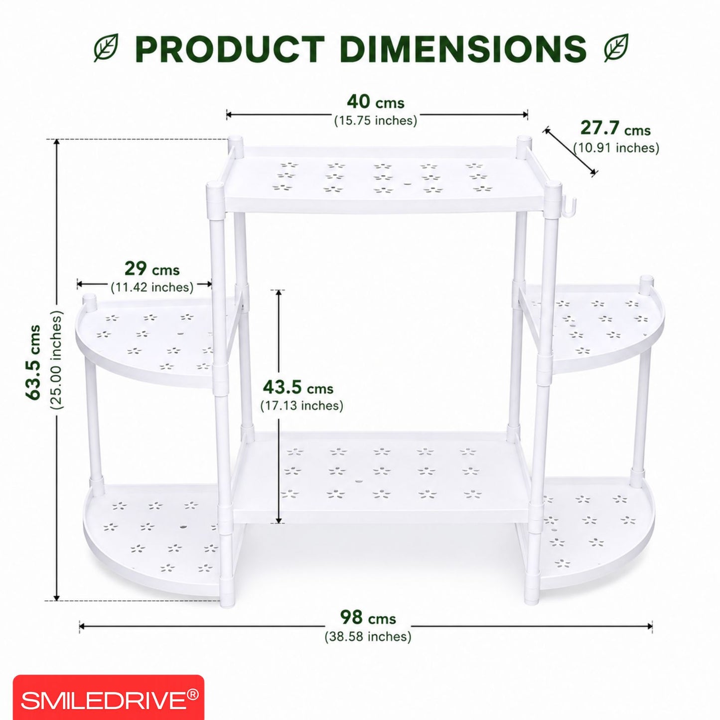 Flower Pot Stand for Indoor Living Room, Balcony & Home | 6 Rack Flower Pot Stand with Hooks | Lightweight Balcony & Home Garden Plant Organizer