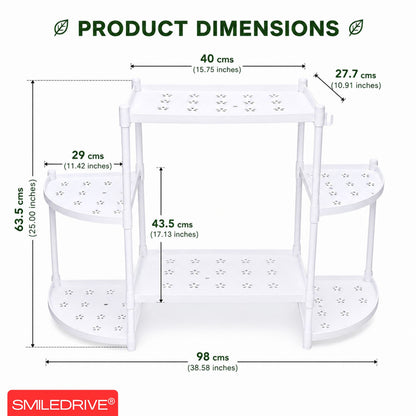Flower Pot Stand for Indoor Living Room, Balcony & Home | 6 Rack Flower Pot Stand with Hooks | Lightweight Balcony & Home Garden Plant Organizer