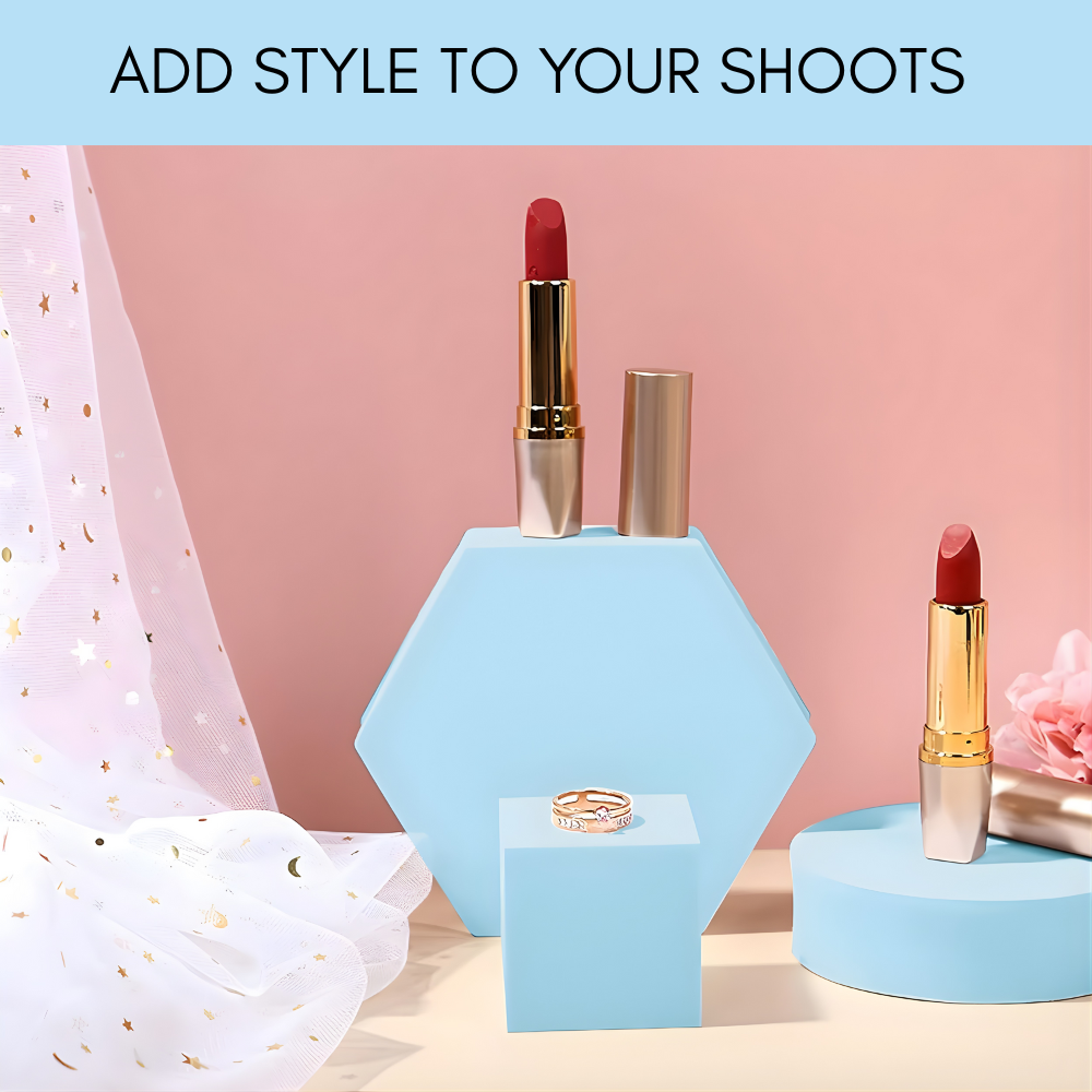 Product Photography Props 6-piece Set | Jewelry photo shoot props | Hard Foam Riser & Blocks | Lightweight, Waterproof, Re-usable