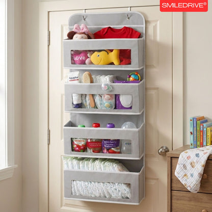 Over the Door Organizer – Hanging Storage Organizer with Clear Window Pockets for Closet, Bedroom, Bathroom | Available in 4/5 Pockets