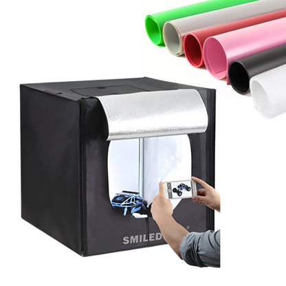 Professional 60×60cm Photo Studio Light Box with 2 LED Lights, Adapter & 6 Backdrops – Made in India