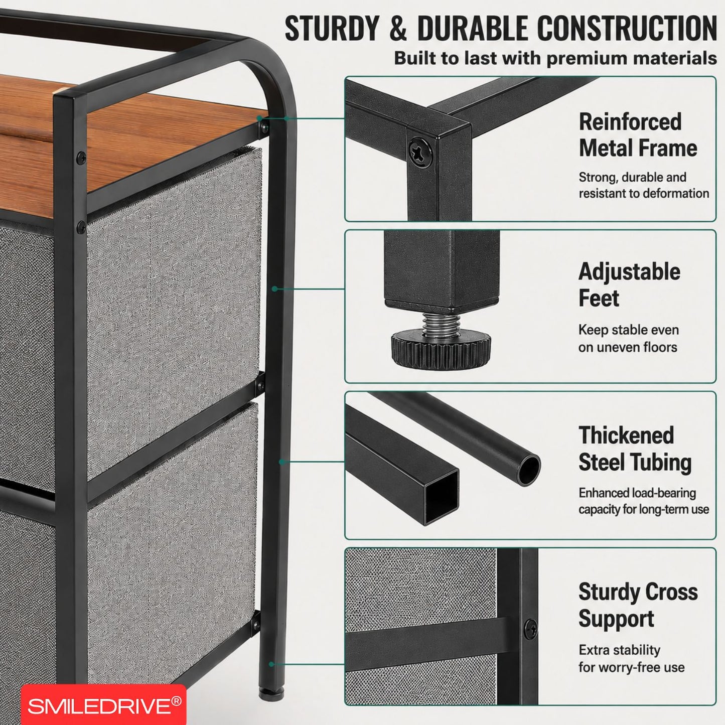 Small Chest of Drawers | Fabric Pull-Out Mini Drawers | Dresser Tower for Bedroom & Living Room
