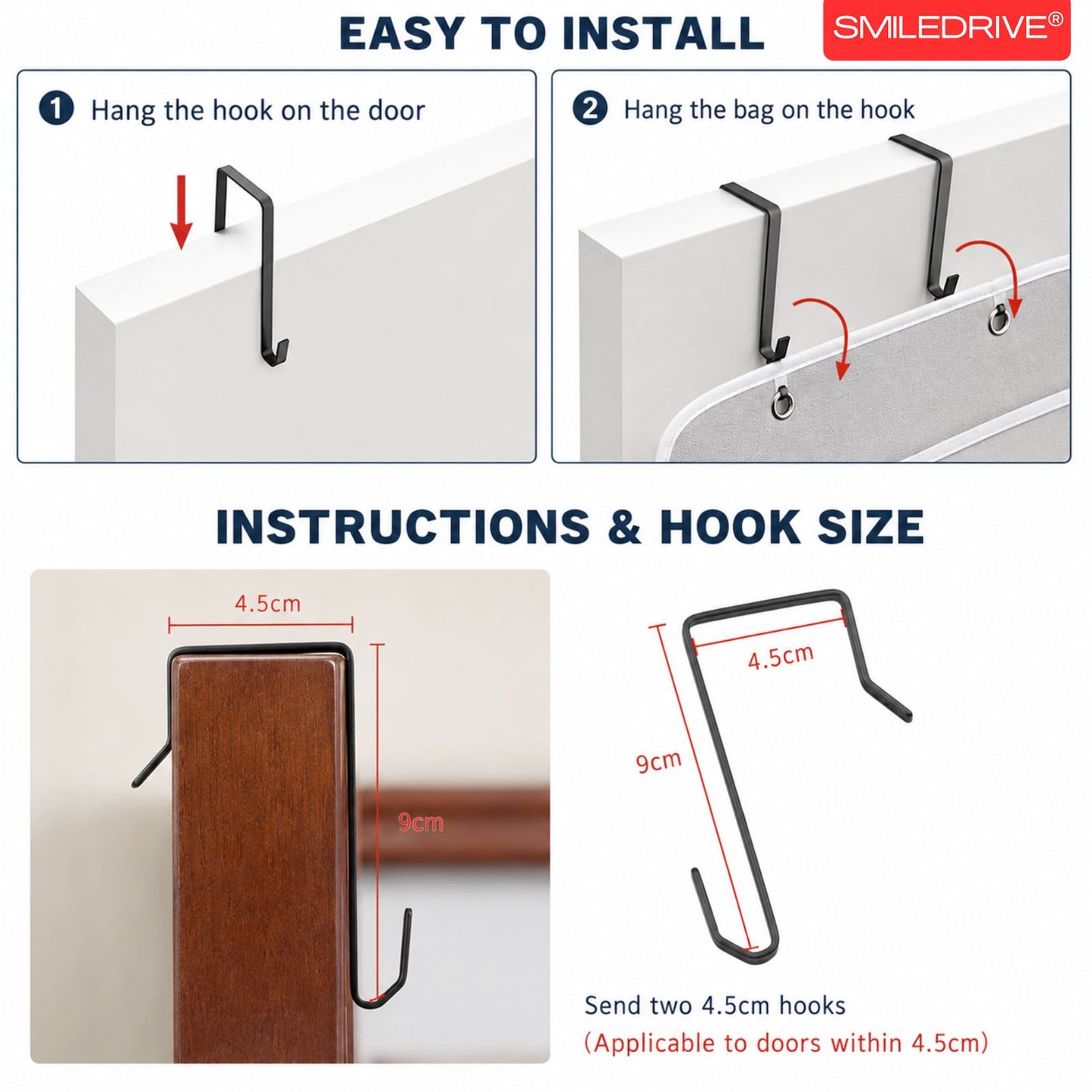 Over the Door Organizer – Hanging Storage Organizer with Clear Window Pockets for Closet, Bedroom, Bathroom | Available in 4/5 Pockets