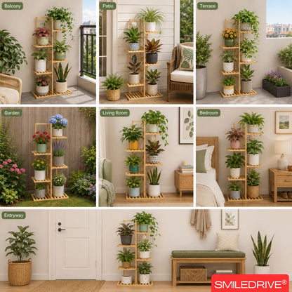 Bamboo Plant Stand for Indoor & Outdoor Plants | 4-Tier Flower Pot Rack for Balcony, Living Room, Patio & Garden