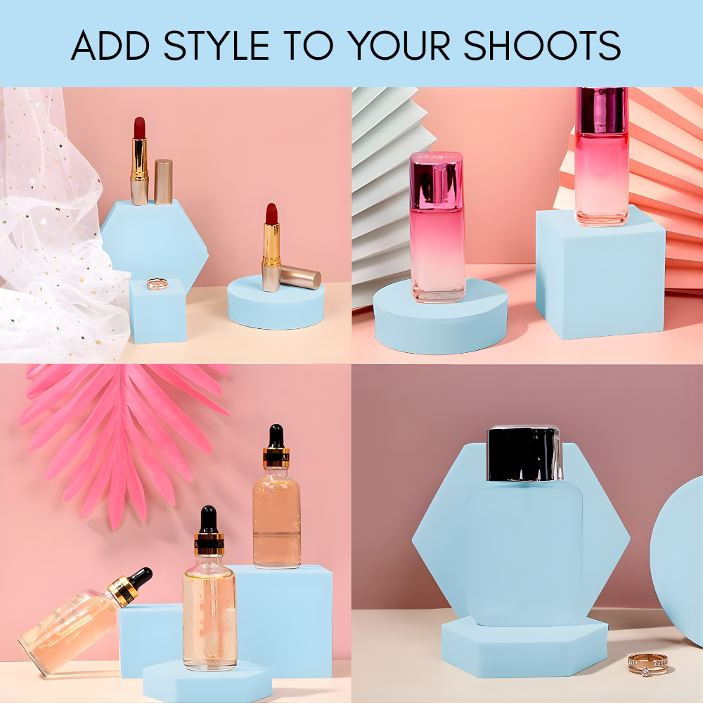 Product Photography Props 6-piece Set | Jewelry photo shoot props | Hard Foam Riser & Blocks | Lightweight, Waterproof, Re-usable