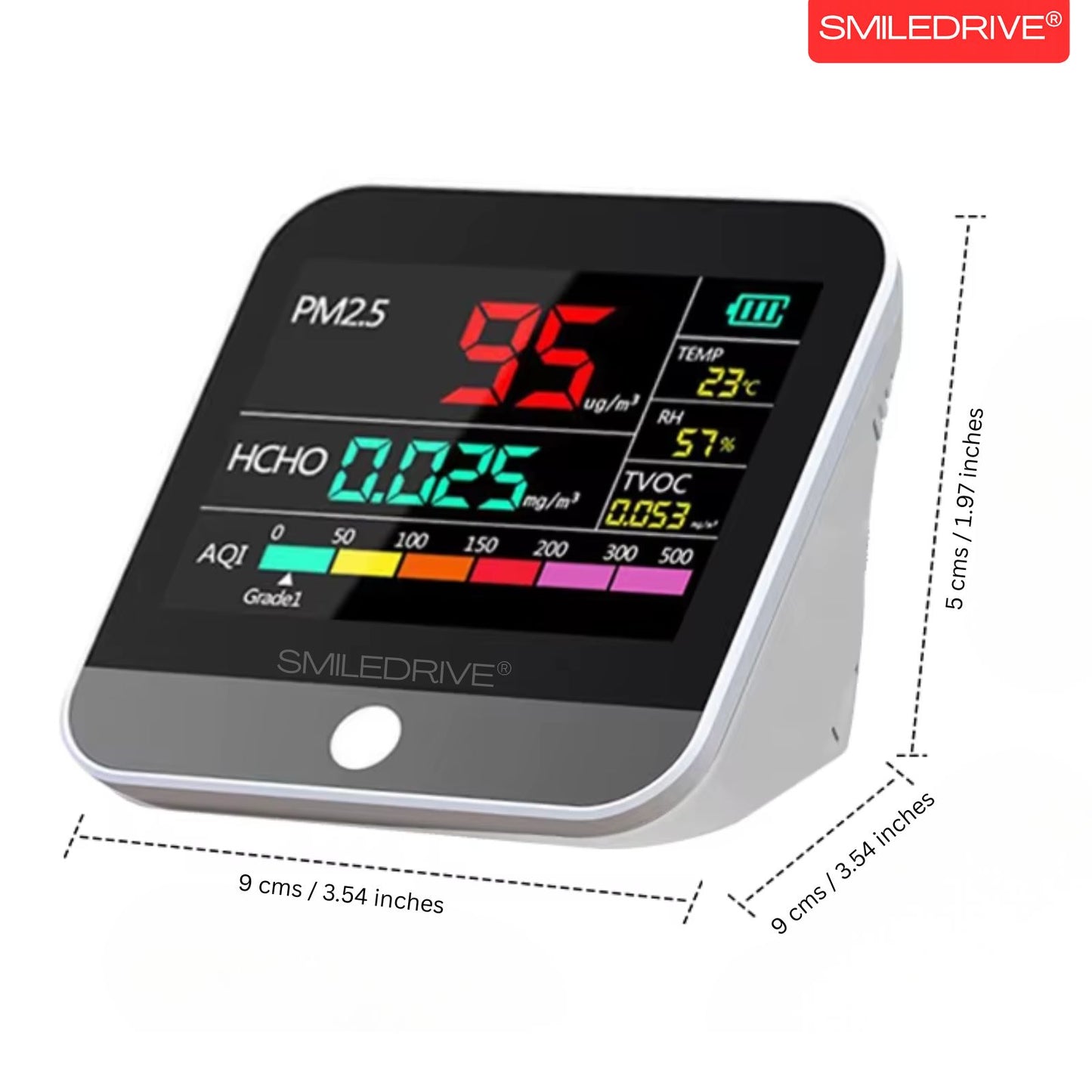 8-in-1 Indoor Air Quality Monitor with Color LCD Display – PM1.0, PM2.5, PM10, HCHO, TVOC, AQI, Temperature & Humidity Detector | Portable Rechargeable Air Pollution Meter for Home, Office & Car