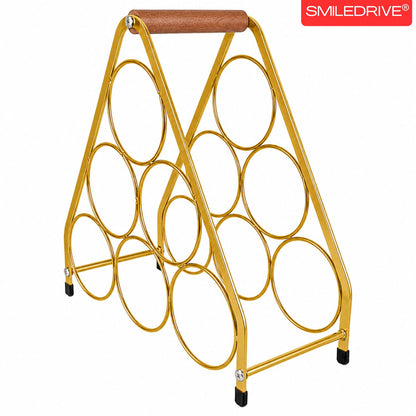 Luxury Wine Holder with Radiant Golden Finish | 6 Bottle  Metal Wine Rack