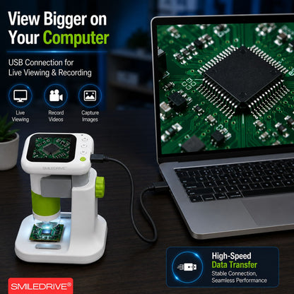 Mini Microscope with 1000x HD Magnification | 2.4” Screen LED Lights & Bottom Backlight | Photo & Video Capture | Rechargeable Handheld Microscope for Coins, Plants, PCB, Jewellery & STEM Learning