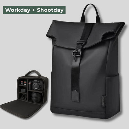 Roll Top Backpack Waterproof Laptop Bag - Stylish & Space Travel, Office & College Faux Leather Bag