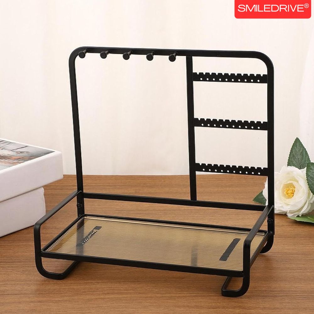 Premium Metal Jewelry Stand Organizer - Sleek Tabletop Holder for Necklaces, Earrings, Rings & Bracelets (Available in Black & Gold)